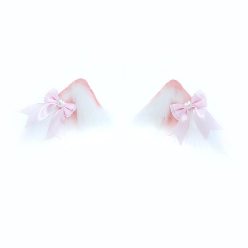 Handmade Plush Cat Ear Hair Clip Women Sweet Kawaii Lolita Accessory In Multiple Colors