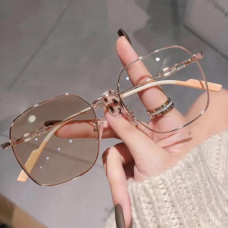 Photochromic Myopia Glasses Women Men Large Frame Eyewear Optical Lenses For Women Eyeglasses 0 To -4.0 Anti Blue Light
