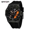 Sanda Brand Men's 360° Rotating Wheel Hubcap Design Quartz Watch Fashion Sports Silicone Waterproof For Daily Wear Hollow Watch