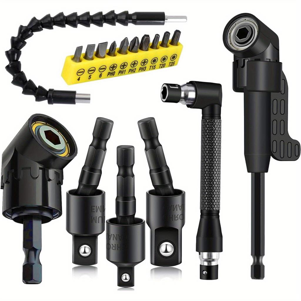 17pcs Flexible Drill Bit Extension, 105 Degree Screwdriver Corner Turning Device