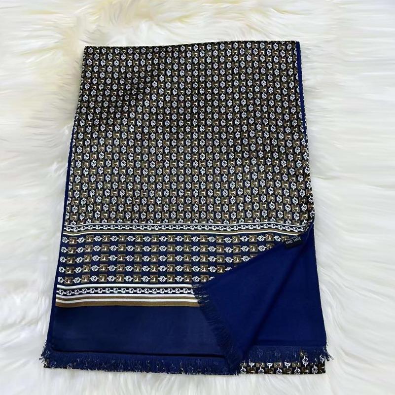 BYSIFA|Green Men's Mulberry Silk Scarf Thicken Fall Winter Silk Male Business Scarves Neck Cravats Printed Blue,Green,Wine Red