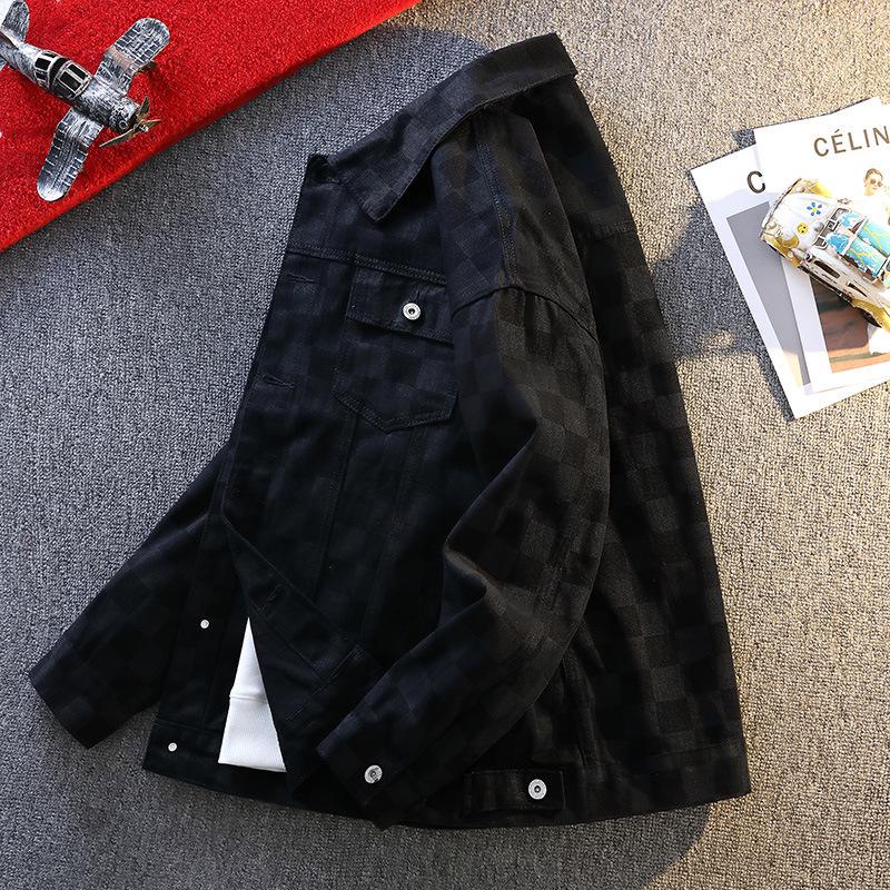 Men's Trendy Loose Plaid Print Denim Jacket Shirt - Douyin Bestseller