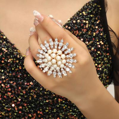 Anillo de moda Retro, anillo creativo lleno de diamantes, anillo con apertura ajustable, anillo de estilo étnico bohemio, anillo de moda