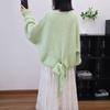 Autumn and Winter New Back Strap Bow Knitted Sweater Top Sequined Design Loose Sweater Pullover Woman