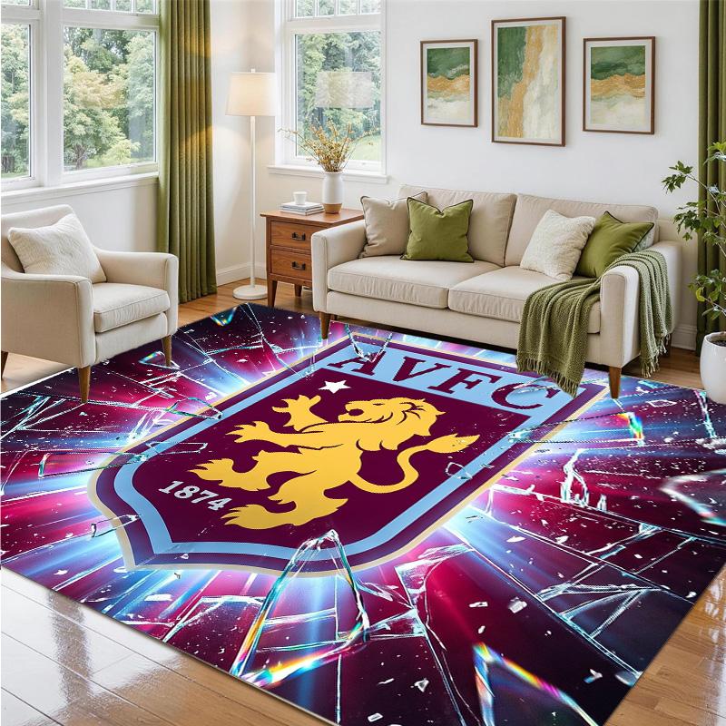 Aston Villa Football Design Crystal Velvet Rug Soft Decorative Mat for Bedroom Entrance