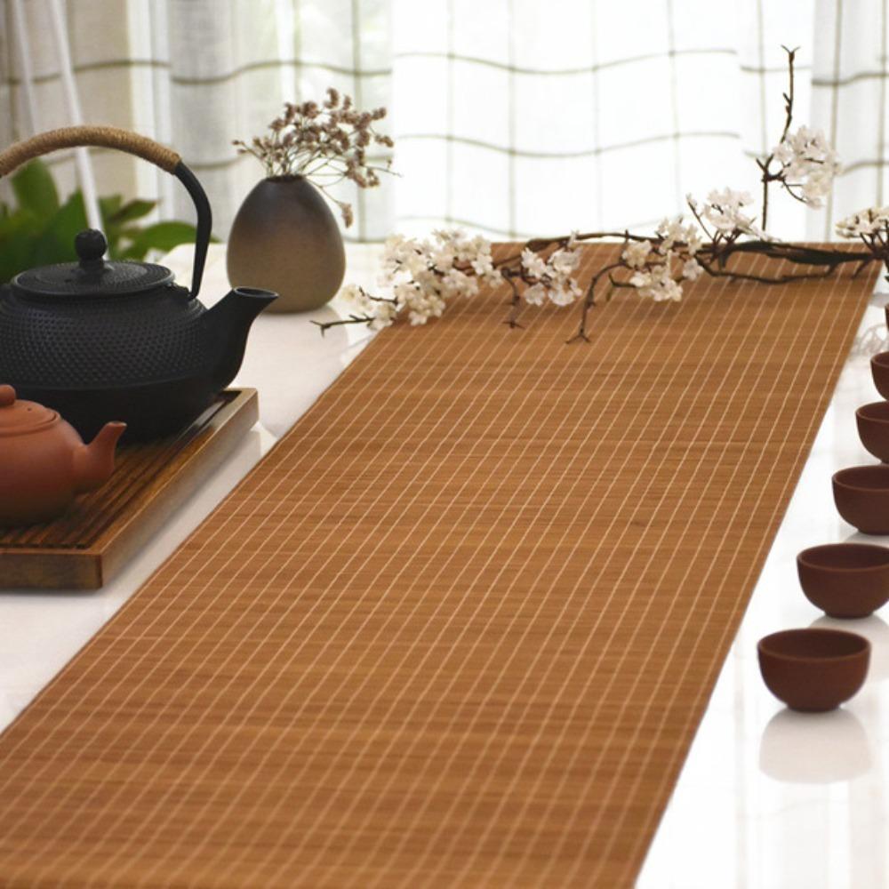 Japanese Style Natural Bamboo Tea Table Runner Vintage Insulated Table Pad Cutting Traditional Placemat Office