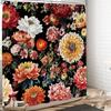 Boho Black Red Flower Shower Curtain Dark Floral Shower Curtains Set Spring Wildflower Rose Leaf Plant Vintage Bath Curtain Rust
