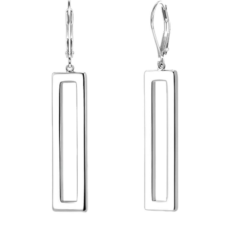Stainless Steel Rectangular Geometric Drop Earrings for Women серебряный