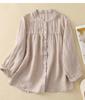 Versatile Women's Seven-Sleeve Cotton Linen Summer Blouse