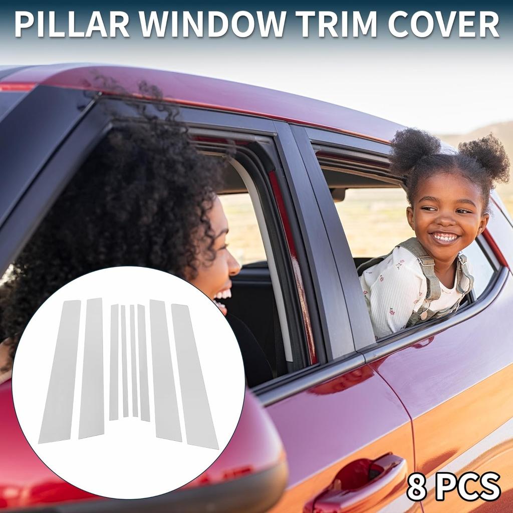 Door Pillar Window Trim for Toyota Rav4 2007-2012 Anti Scratch Sticker Pillar Posts Door Outer Exterior Cover Chrome Silver Tone 8 Pcs