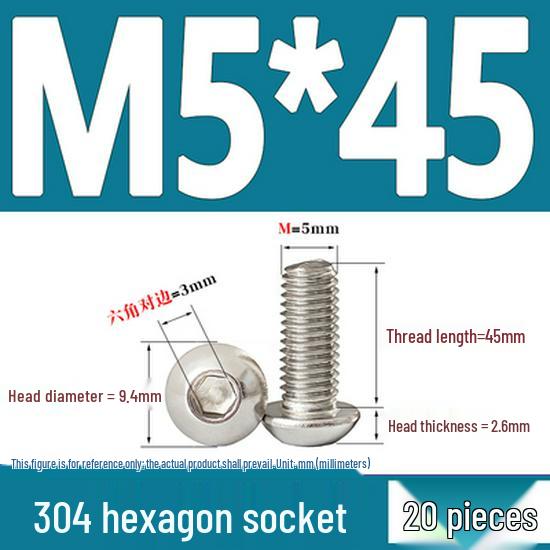 ISO7380 Stainless Steel Hex Drive Dome Head Screws - M2 to M16