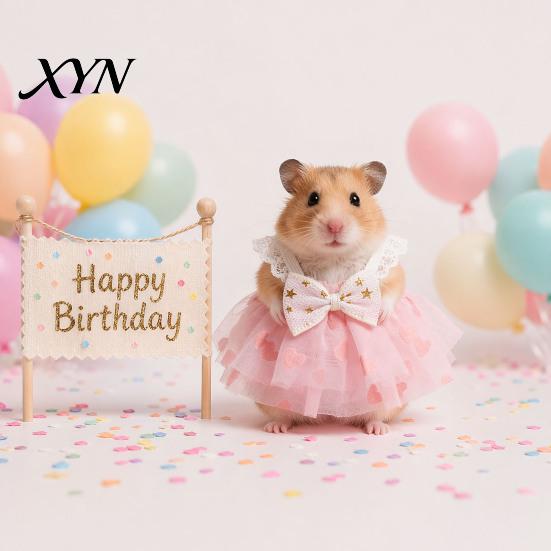 Photo Prop Hamster Clothes Cute Dress, Sweet Floral Heart Fruit Prints, Lace Trim Pet Dress Small Animal Costume with Bow, Animals Outfit for Squirrel