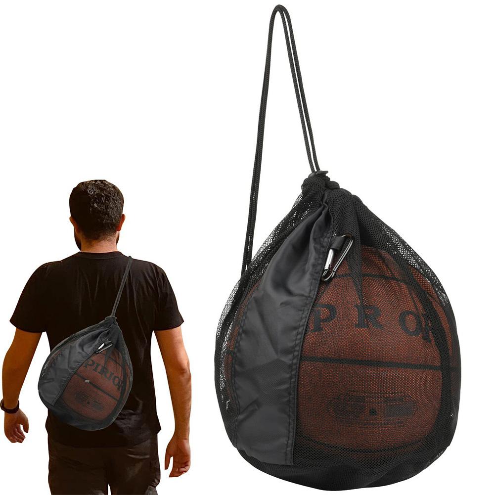 Single Ball Bag Mesh Carry Bag Sport Game Ball Storage Bag Drawstring Sling Back Bag for Basketball Volleyball Soccer Football