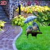 2D Flat Design Blue Bird Garden Figurine Umbrella Decor Acrylic Yard Ornament Garden Stake