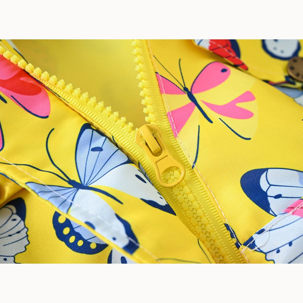 Fall Girls Butterfly Print Waist Jacket Girls Double Layer Hooded Zipper Shirt Fashion Windbreaker Jacket