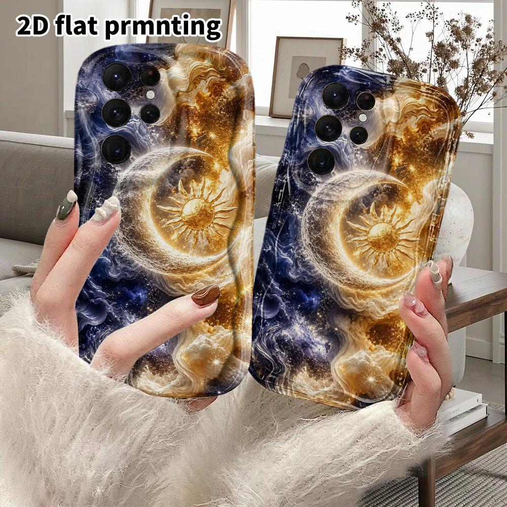 Phone Case: 2D Flat Samsung Galaxy A34 A35 M05 M06 S20 S22 S21 FE Plus 5G Protective Case, Couple Style, Cloud Moon Gazing, Christmas and Halloween Gi