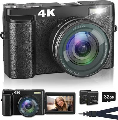4K Digital 48 1080P Video 16x Digital Compact and Rotating Image 32g Card Included Camera, Megapixels, Autofocus, Recording, Zoom, Lightweight, Flash,