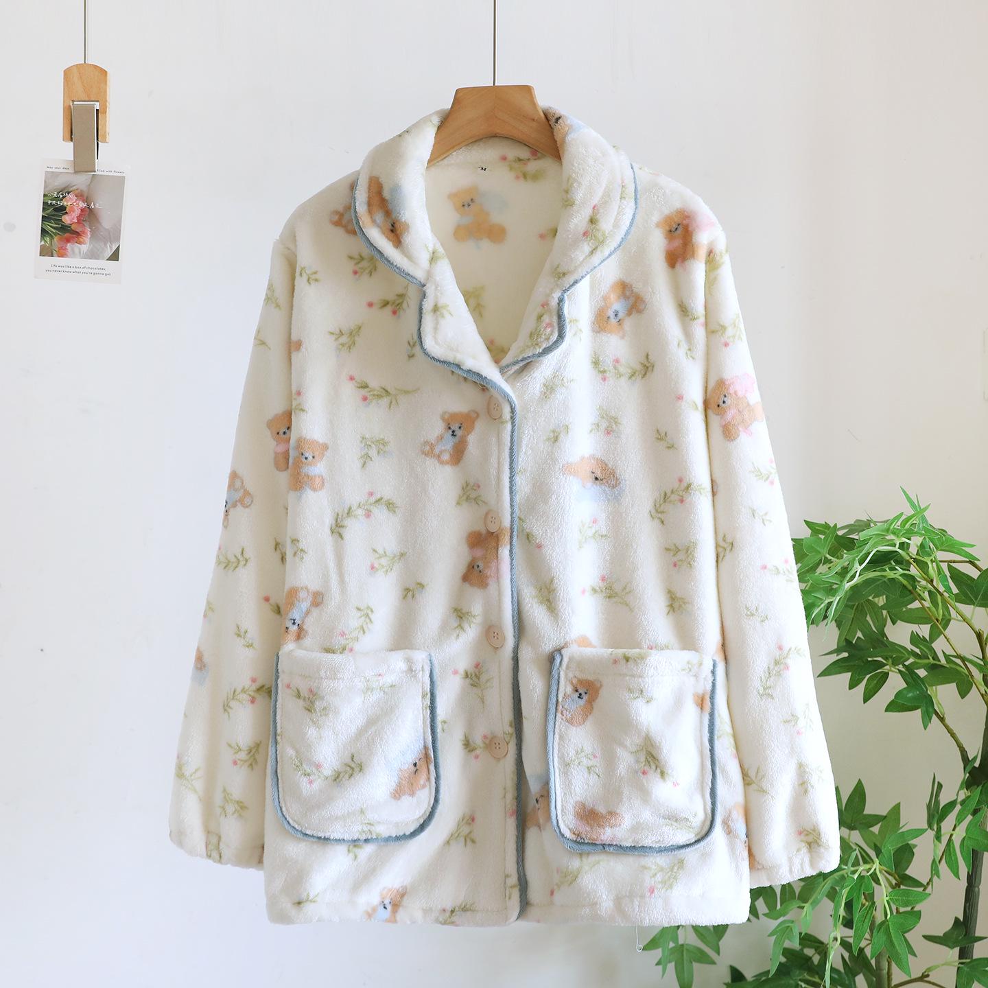 

Women s Flannel Thickened Long Sleeve Cardigan Pajama Top for Home or Outdoor Wear Extra Large