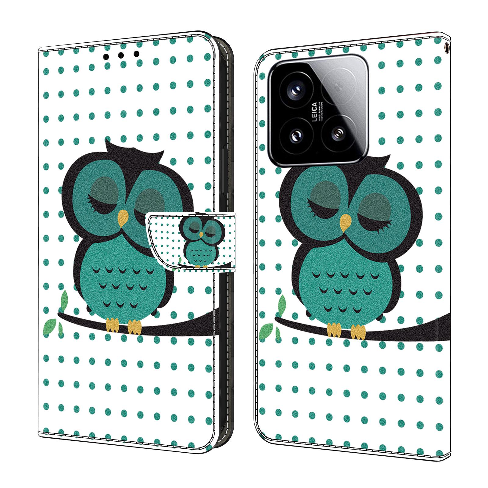 

Для Xiaomi 15 Чохол Магнітна застібка 3D візерунок Шкіряний гаманець Чохол для телефону Sleeping Owl