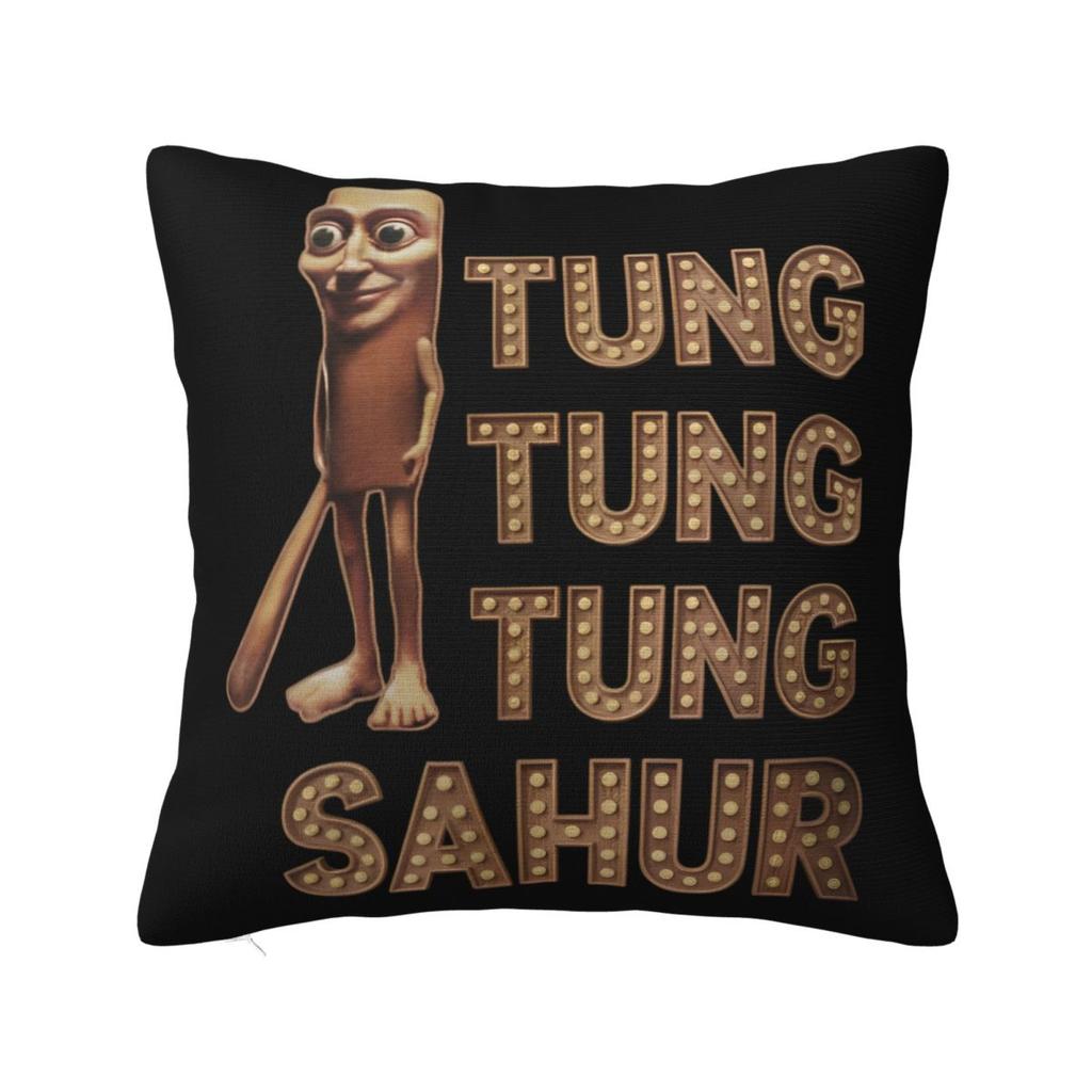 Tung Tung Tung Sahur Square Pillow Case Italian Brainrot Meme Cushion Covers Fashion Decorative Pillowcover for Seat 18