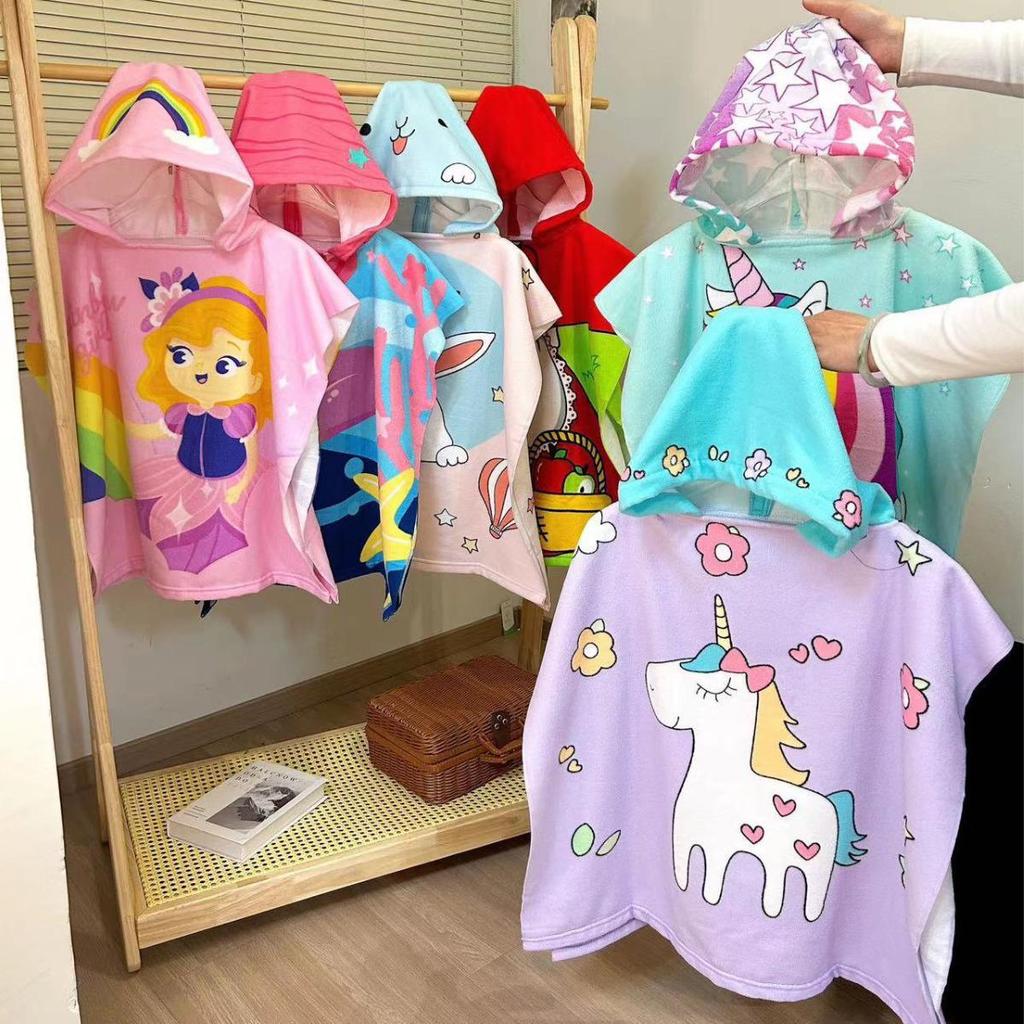 Adorable Cartoon Baby Bath Poncho - Soft, Skin-Friendly, Non-Shedding, Quick-Dry, Absorbent Towel