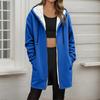 Women's Fashionable Loose Zipper Cardigan With Fleece Hoodie