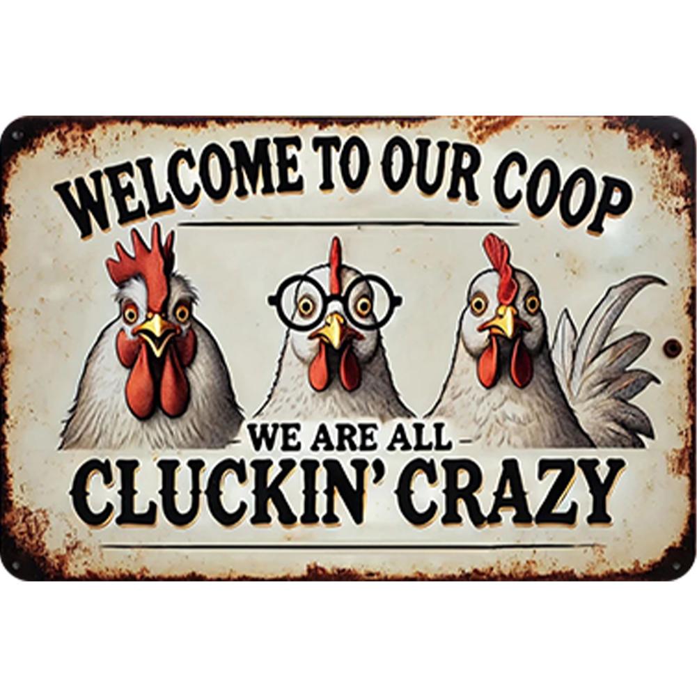 Vintage Chicken Metal Tin Sign 2D Metal Wall Art Poster for Home Bar Decoration