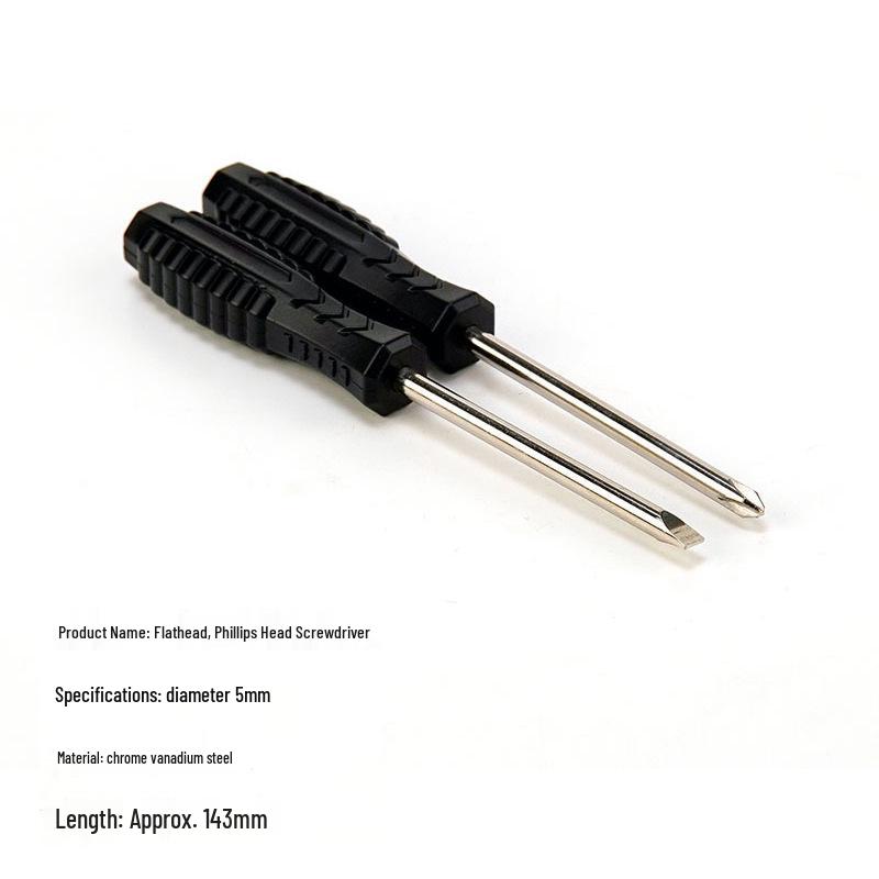 5mm Magnetic Phillips & Flathead Screwdriver with Non-Slip Black Handle for Home Appliance and Toy Repair