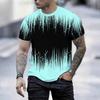 Women Short Sleeve Crew Neck T Shirt Dark Blue Light Blue Abstract Flame Swirl Print Top