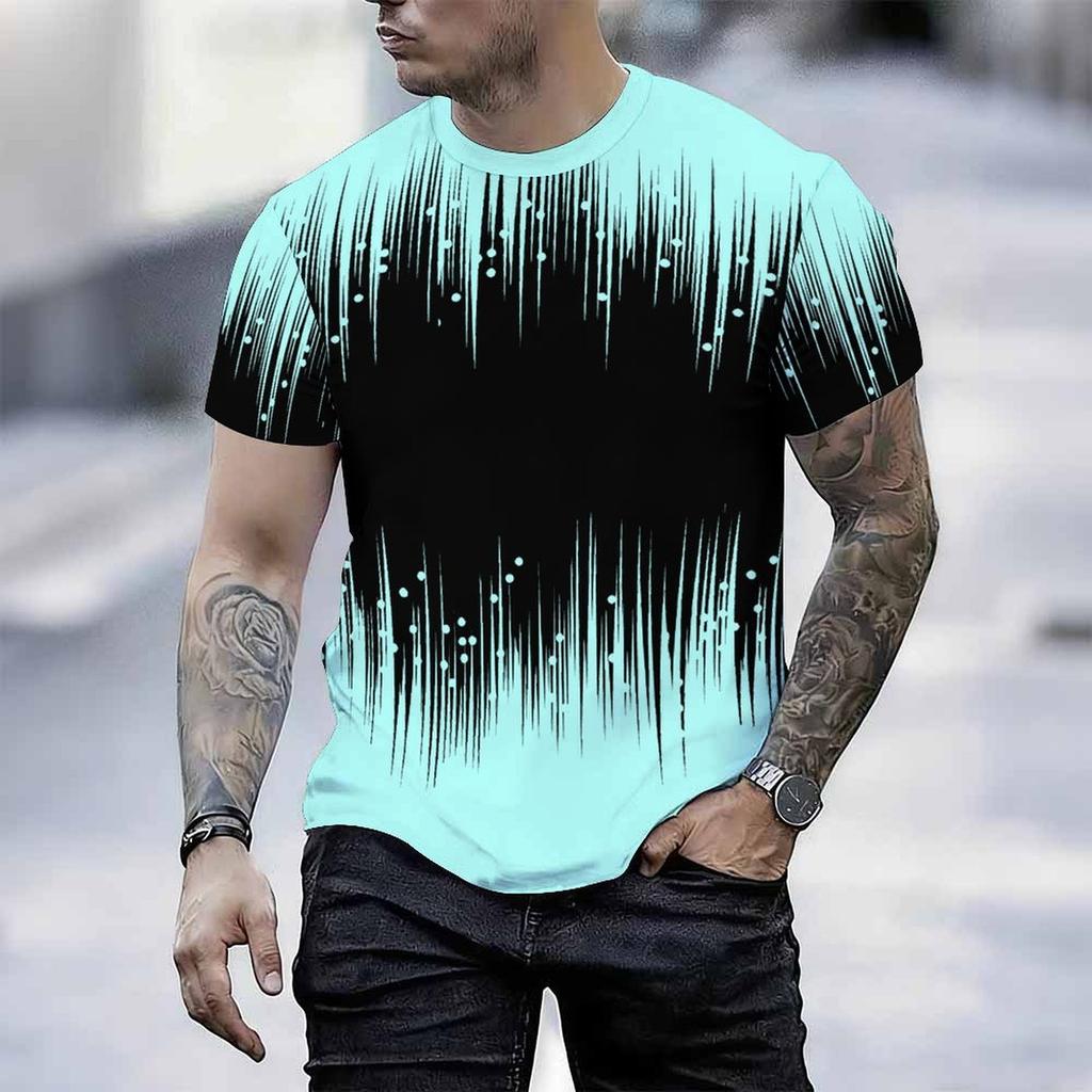 Women Short Sleeve Crew Neck T Shirt Dark Blue Light Blue Abstract Flame Swirl Print Top