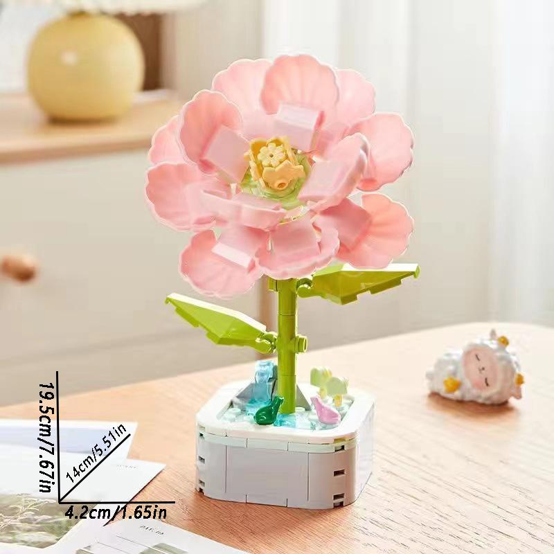 Building Block Flowers Potted Plants Sunflowers Tulips Fragrant Flower Decorations Puzzle Toys Holiday Gifts