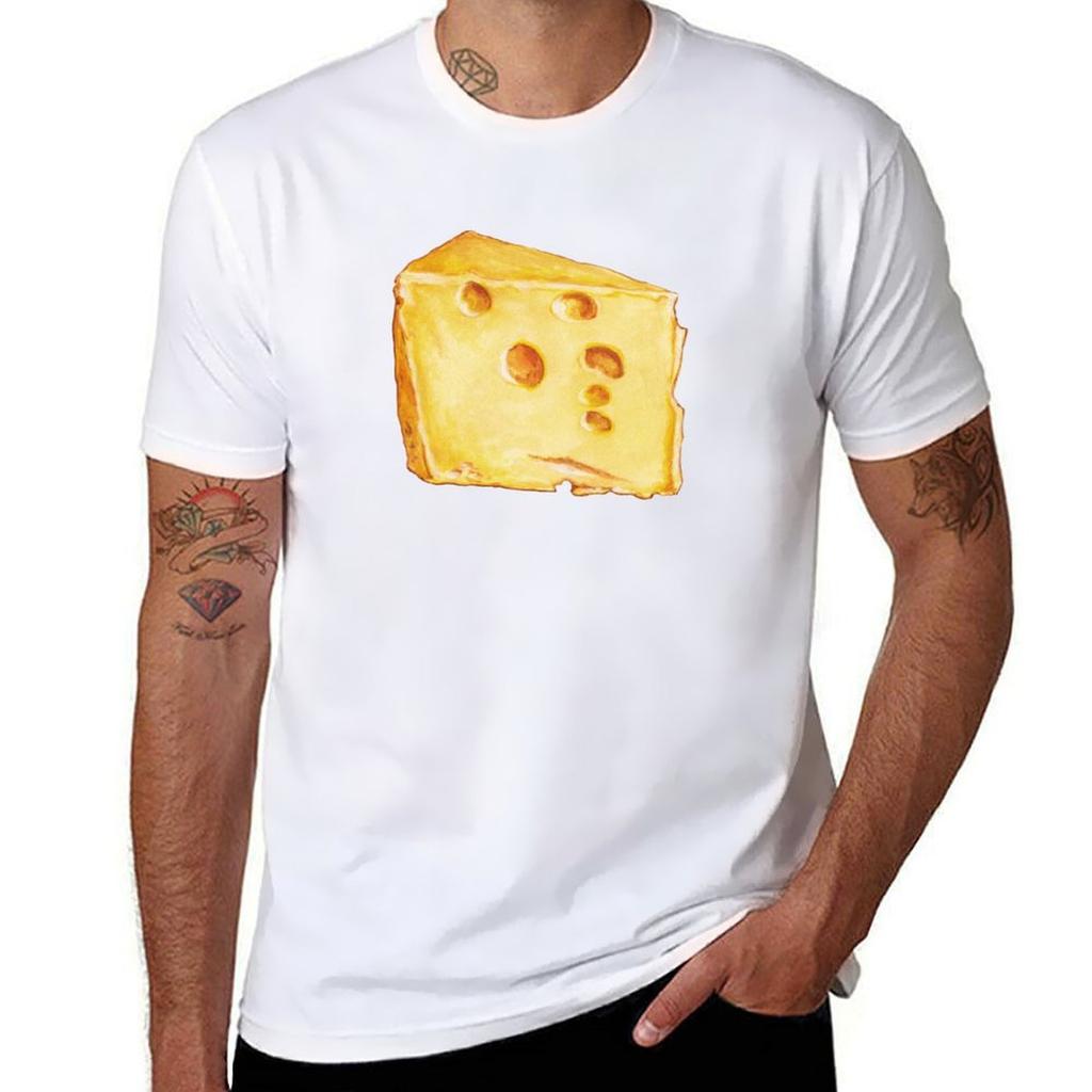 Cheese Pattern White Tshirt Lightweight Cooling Short Sleeve Tee