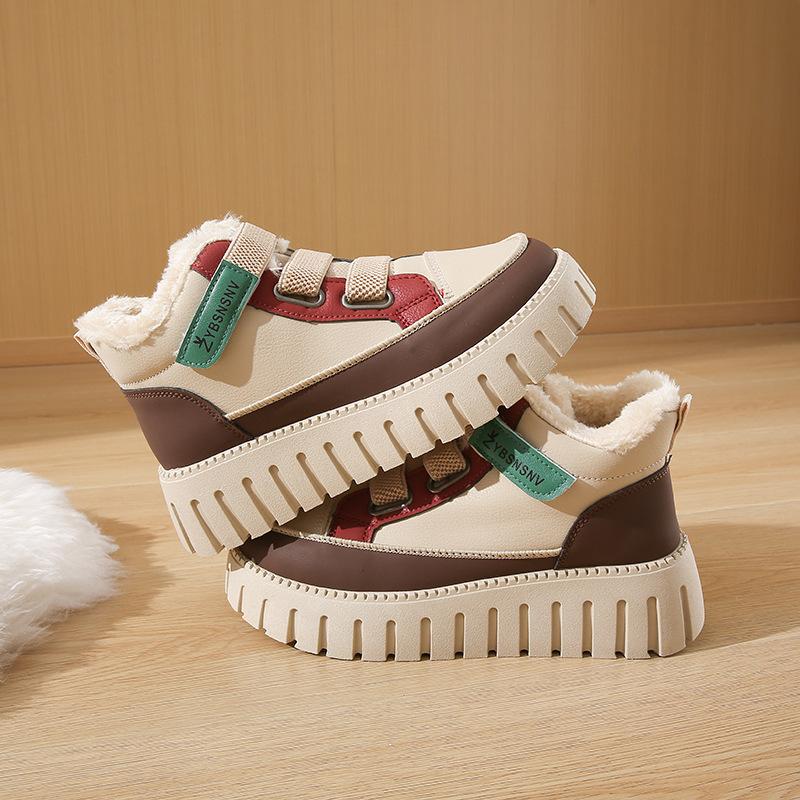 Botines de nieve con plataforma gruesa para mujer, antideslizantes, con forro de piel sintética, zapatillas altas y cálidas para caminar en invierno, botas cortas cómodas.