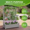 Raised Garden Bed with Trellis for Climbing Plants Durable Dust-Proof Resin Planter in Green with Drainage Plug Water Level Gau
