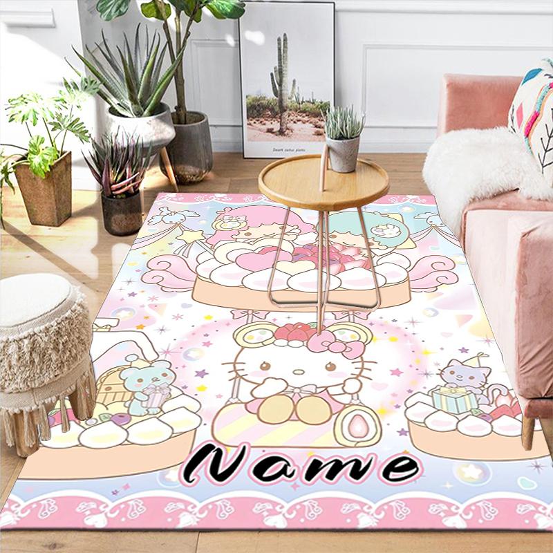 Custom 1Pc Melody Kuromi Flowers Rug Office Carpet Indoor Outdoor Entrance Doormat Nonslip Soft And Comfortable Living Room D2915287
