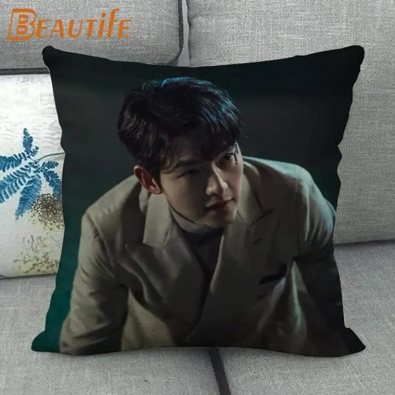 45X45cm Vincenzo Song Joong Ki KPOP Pillow Cover Square Zipper Cotton Linen Fabric Pillow Cases Bedroom Home Decorative Gift