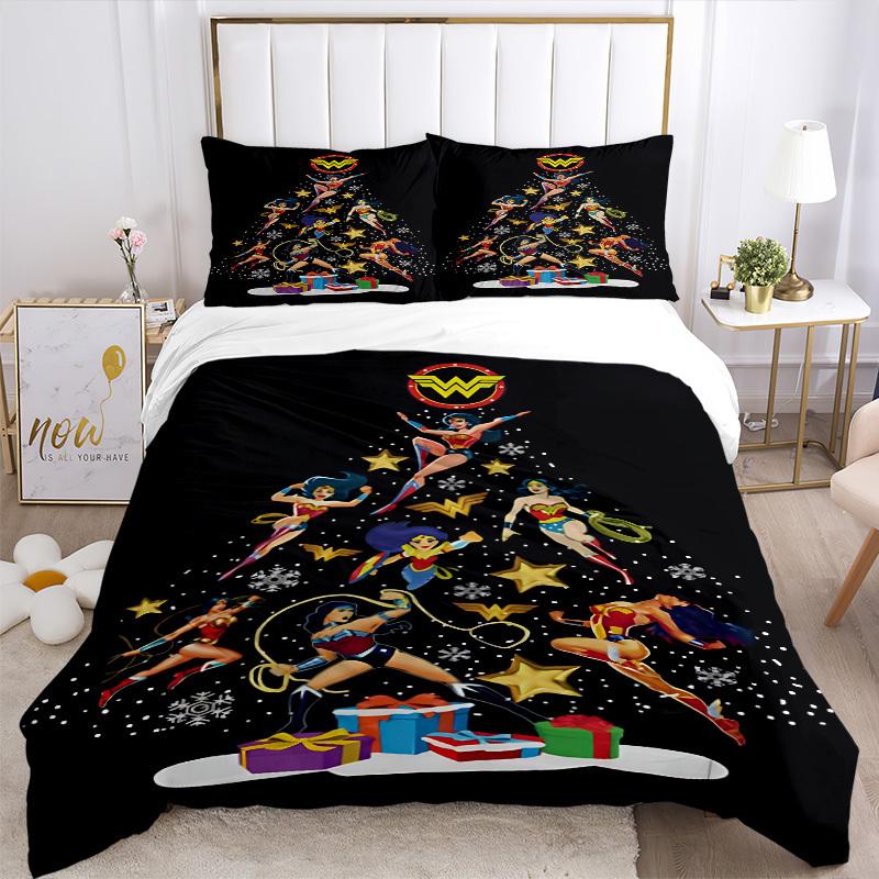 3-teiliges Wonder Woman Bettwäsche-Set, Weiche und bequeme Bettbezüge, Für Schlafzimmer, Gästezimmer (1*Bettbezug + 2*Kissenbezüge, ohne Füllung