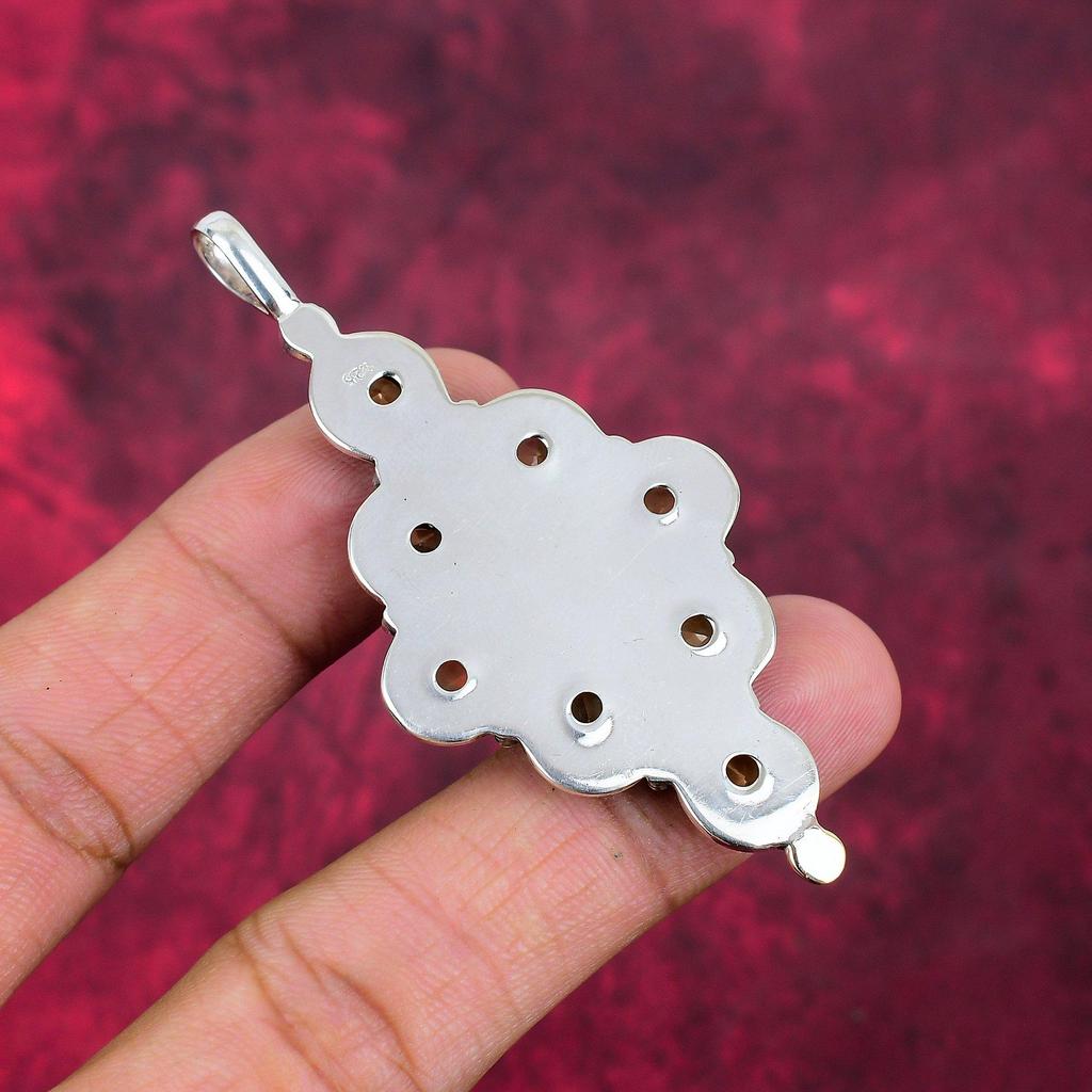 Colgante de citrino, joyería de piedras preciosas de plata esterlina maciza 925, colgante hecho a mano, para Acción de Gracias