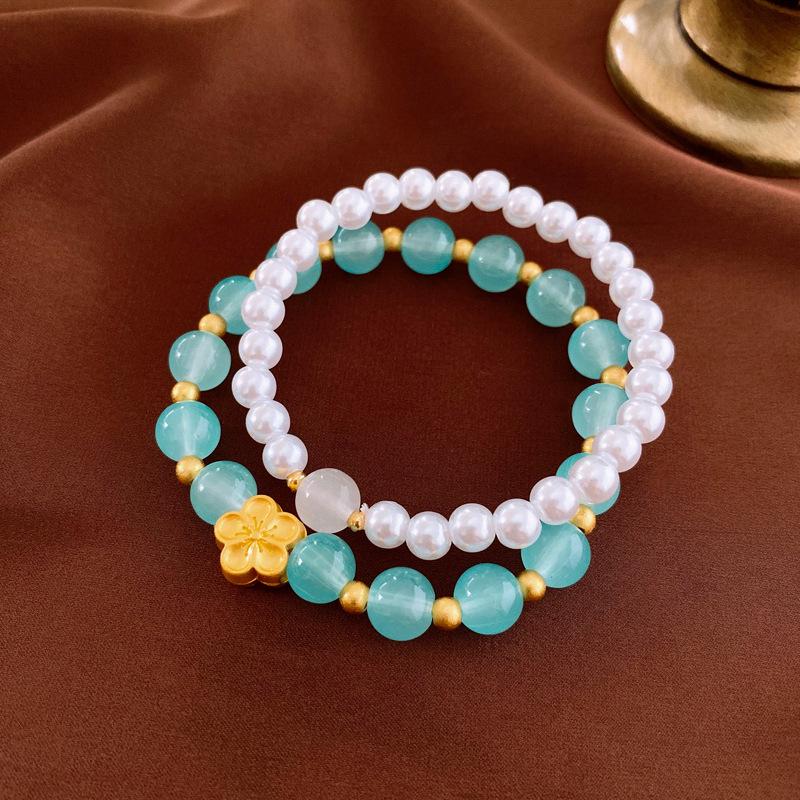 Retro Geometrický Náramek ze Sladkovodních Perel - Módní Pokročilý Design Šperků pro Ženy