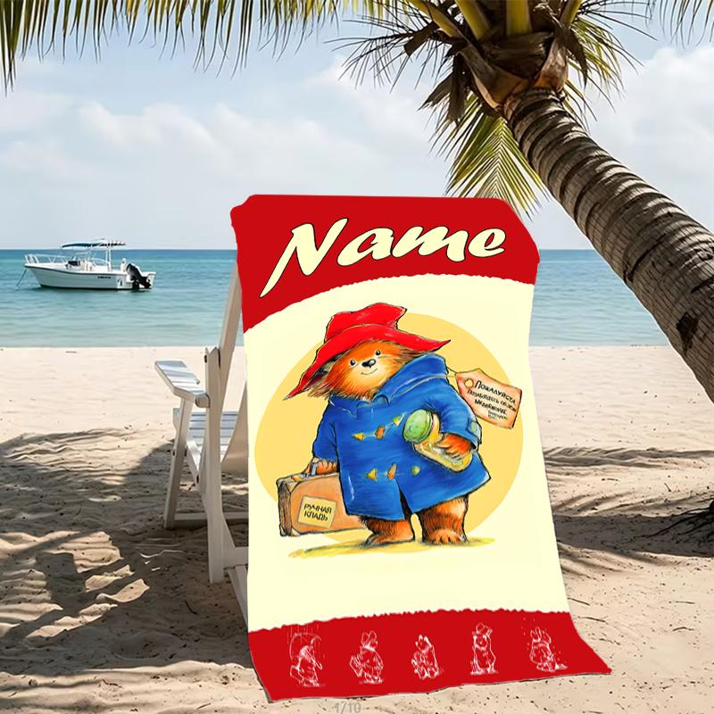 Customizable personalized beach towels Paddington Bear themed designs.Suitable for the beach, yoga, sports;ideal as beach accessories