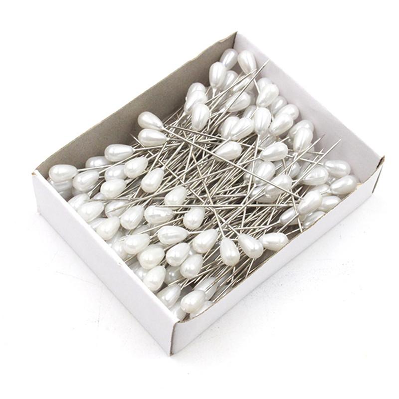 144pcs Water Drop Pearl Needle, Sewing Fixing Positioning Pin, White Colorful Pearl Pin Bead Head, DIY Sewn Needles Accessories