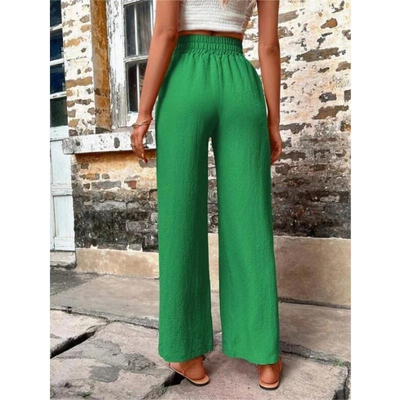 YYFS Women's Fashion Casual Solid Color Print High Waist Trousers Pants & Capris