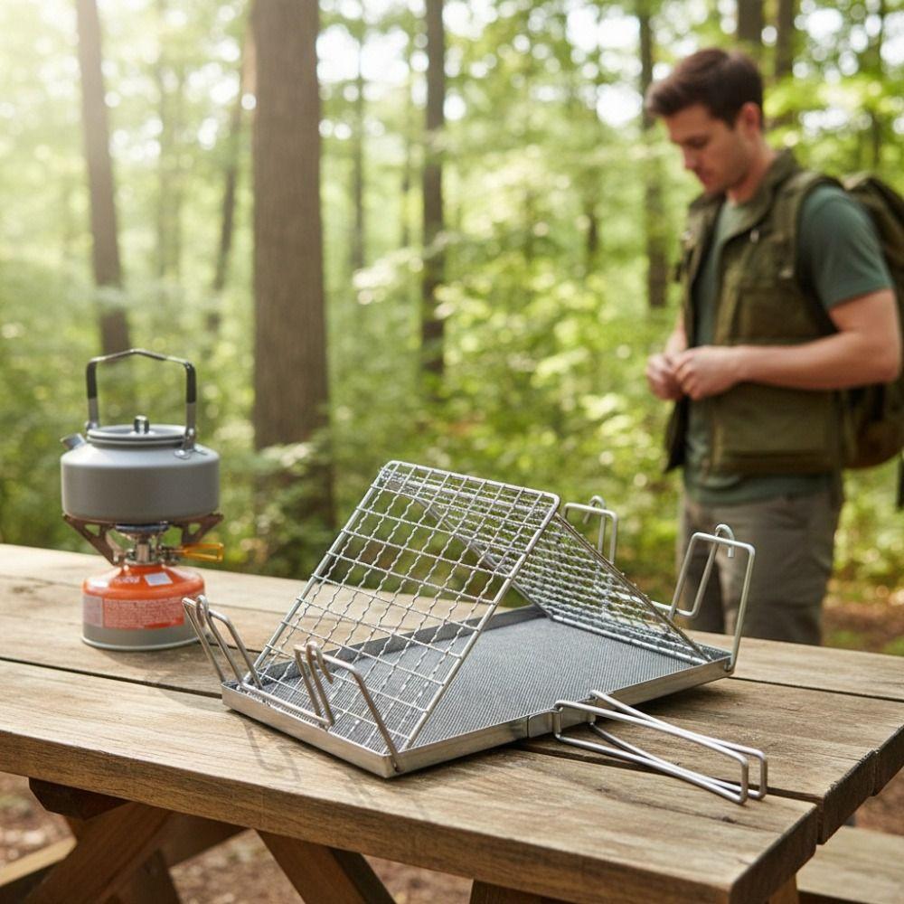 With Handle Toaster Rack Foldable Outdoor Toaster Durable Portable Toaster  Picnic