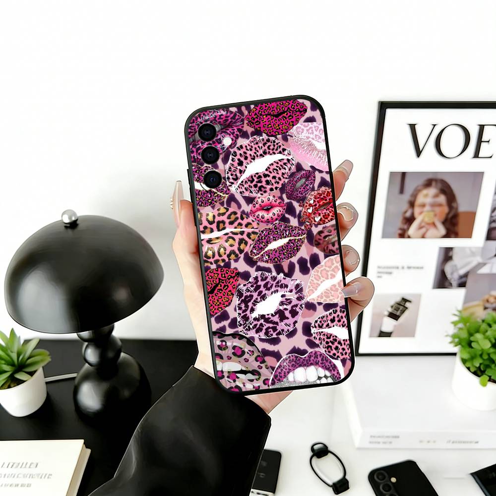 Lippenabdruck Handyhülle Für Samsung Galaxy A73,A72,A71,A70,A53,A52,A51,Andere Weiche Schwarze Hülle