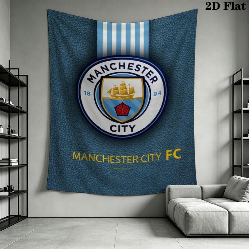 Elite MCFC SquadWall Hanging Printed Fabric Blanket Decorative Tapestries for Bedroom Living Room Home Decor