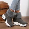 Winter New Warm Side Zipper Snow Boots Thick-soled Muffin Velvet Wedge Heel Flip Cotton Shoes Women