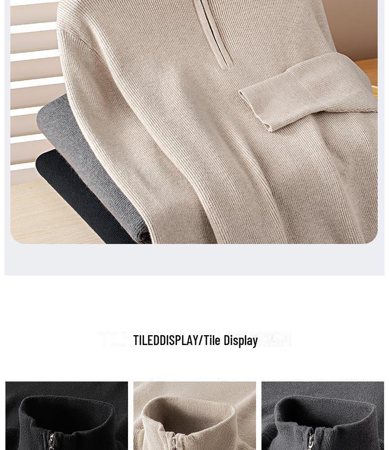 Men's Wool Lyocell Zipper Stand Collar Sweater - Autumn/Winter 2025