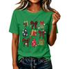 Damen Casual Weihnachten Bedrucktes Kurzarm-T-Shirt mit festlichem Feiertagsdesign