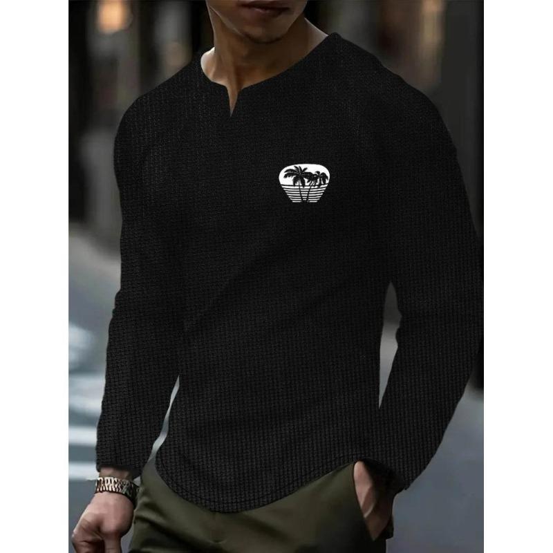 

Men s Long Sleeve Tee, Fleece Lined Modal-Polyester Blend, Solid Pine Green, Cold Weather Travel Layer XXL