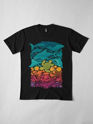 Vintage Ocean Harmony – Colorful Marine Life Graphic T-Shirt Special for Gift